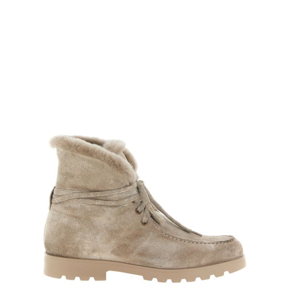 Santoni Beige Calfskin Ankle Women's Boots